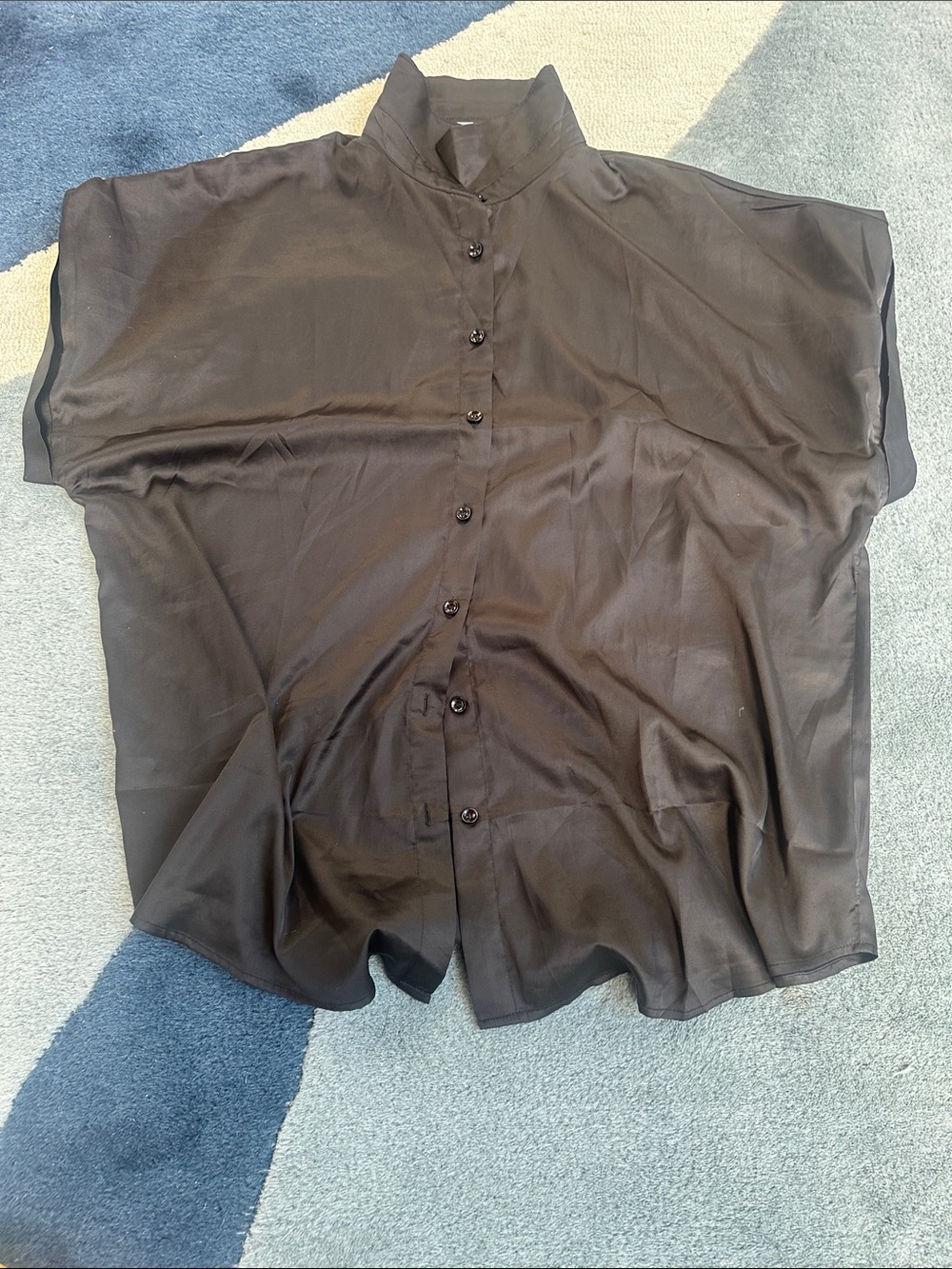 Women's Satin Button-Front Blouse - black